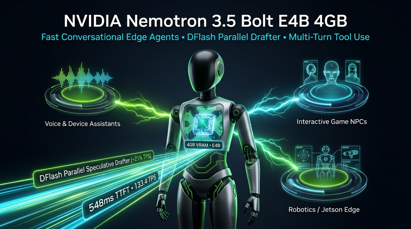 NVIDIA Nemotron 3.5 Bolt E4B 4GB: Fast Conversational Edge Agents, Pure RL Post-Training, and DFlash Parallel Speculative Decoding