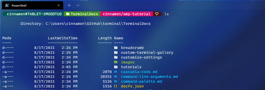 Customizing the Powershell terminal with oh-my-posh