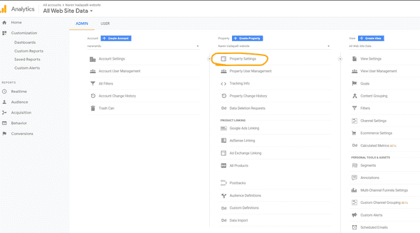 property settings