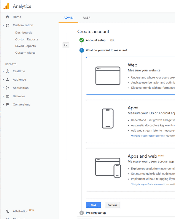 analytics account setup 2