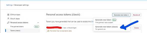 1 gh classic access token repo and admin
